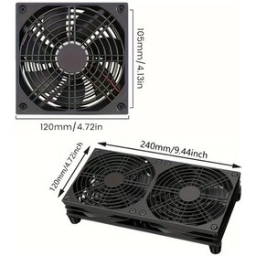 Resim Willowhaven Usb Soğutucu Fan 12x24 Çift Fanlı Siyah Router Laptop Notebok Soğutma 