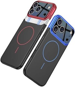 Resim Apple iPhone 17 Pro Max ile uyumlu Kılıf M-safe Şarj Özellikli Çift Parçalı Napoli Kapak Lacivert-Siyah 