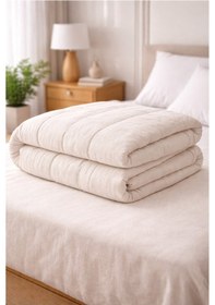 Resim Bellona Tek Kişilik Natural Linen Keten Çantalı Yorgan 155x215 Cm Jüt Bej 