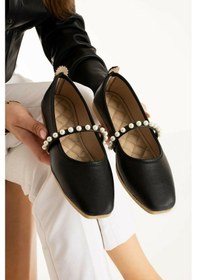 Resim Kadın Cilt İncili Babet Ev Ve Dış Mekan Ayakkabısı - Siyah - 39 Siyah 