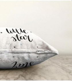 Resim RealHomes Çift Taraflı Beyaz Zeminde Little Star Tasarımlı Bebek Odası Raşel Örme Yastık Kırlent Kılıfı, Sonil-K4480-43x43cm 