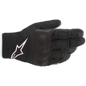 Resim Alpinestars S-max Drystar Wp Korumalı Motosiklet Eldiveni Siyah Beyaz 