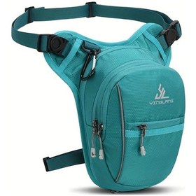 Resim Xuweiwei Yeni Kadın Lake Green Motosiklet Bel Çantası, Şık Tek Renkli Unisex Sırt Çantası Çok Cepli Göl Yeşili 