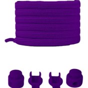 Resim Heel'sUp Mor Yassı Akıllı Kilitli Elastik Ayakkabı Bağcık / Elastic Shoelace Purple Flat 