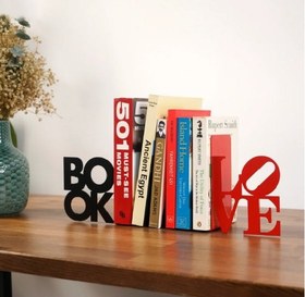 Resim BOOK & LOVE Yazılı Metal Kitap Tutucu & Bookend 