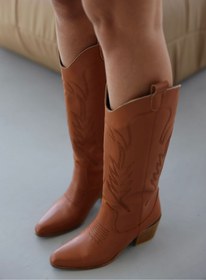 Resim selinshoes Zeta Kovboy Kadın Çizme - TABA 
