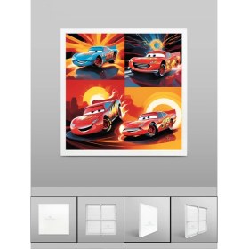 Resim Şimşek Mcqueen Avize, 60X60 Çocuk Odası Avize, 60WATT, Estetik Kare, Yapay Zeka Tasarım Avize,galeri 