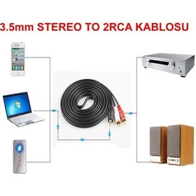 Resim 3.5Mm Stereo To 2Rca Kablosu Aux Tos Ses 1.5 Metre Kablo Sound Audio 