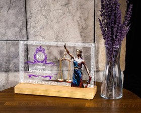 Resim Kişiye Özel Pleksi Şeffaf Tablo Avukat Hediyesi Adalet Temalı Özel Hediye Paketli 