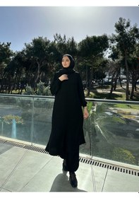 Resim Günlük Ve Umre Kullanımına Uygun Rabia Kumaş Siyah İkili Takım 