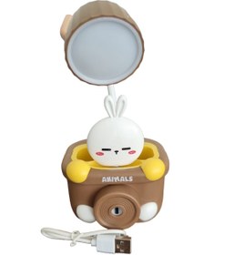 Resim Genel Markalar Sevimli Tavşan Şarjlı Kalemtraş ve Masa Lambası Kahverengi 