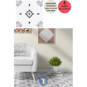 Resim Technojet Kendinden Yapışkanlı Karo Pvc Mutfak Banyo Tezgah Kaplama Sticker 6 Adet 20 cm × 20 cm 