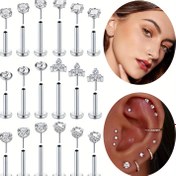 Resim 16G Şık ve Basit Tasarım 304 Paslanmaz Çelik İğneler Seti, Sentetik Zirkonya, Kalp ve Yıldız Tasarımı, 6Mm 8Mm 10Mm, Kadınlar İçin, Günlük ve Hediye Fırsatları, Sevgililer Günü Takıları 