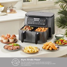 Resim Karaca Air Pro Cook Duo Tandır 8 Litre Rosegold 8 Kişilik Çift Hazneli LED Ekranlı Fritöz 