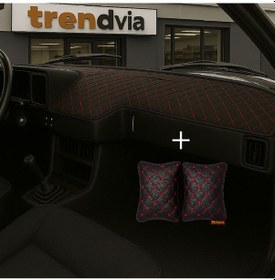 Resim Tofaş Şahin Doğan Kartal Alçak Ön Göğüs Siyah-kırmızı Torpido Kılıfı / Siyah-kırmızı Boyun Yastığı 