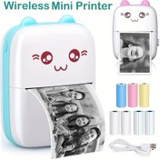 Resim Kompakt Taşınabilir Kablosuz Mini Termal Yazıcı, Sevimli Kedi Tasarımı, 200dpi, USB Şarj Edilebilir, Fotoğraf ve Etiket Baskısı, USB Kablosu ve Mürekkepsiz Kiti İçerir, Seyahat ve Ev Kullanımı İçin İdeal, Fotoğraf Baskısı | Kablosuz Bağlantı | USB Şarj Edilebilir Yazıcı 
