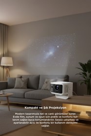 Resim Torima HY350 Gri Taşınabilir Sinema Projektörü 4K 1080P Ev Sineması Bluetooth Android Akıllı Projeksiyon Wifi 