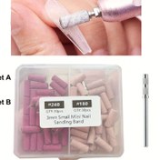 Resim 60 Adet Pembe Zımpara Bantları Tırnak Matkap için, 3Mm Mandrel Bits için Küçük Tırnak Zımpara Dosyaları, Akrilik Tırnak Jelini Kaldırma Şekillendirme için 180/240 Kum, Manikür Tırnak Salonu Kullanımı 