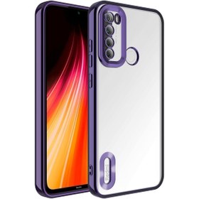 Resim Fibaks Redmi Note 8 Kılıf Kamera Lens Korumalı Şeffaf Renkli Logo Gösteren Parlak Kapak 