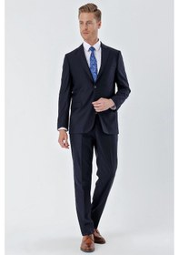 Resim İmza Lacivert Gabardin Mono Yaka 6 Drop Comfort Fit Rahat Kesim Basic Takım Elbise 1001245010 Lacivert 