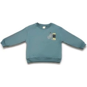Resim Zekids Erkek Çocuk Cool Rhino Baskılı Pamuklu Sweatshirt-14202 Indigo 