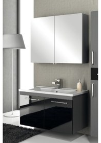 Resim Alika - Palmira Gri-Syh 80 Cm Banyo Dolabı Gri - Siyah 