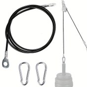 Resim Bir Kablo ve İki Bahar Klipsi, Fitness Ekipmanları Kablo Aksesuarları, 1 Metre, 2 Metre, 3 Metre, 4 Metre ve 5 Metre Fitness Çelik Tel Kablo Boyutlarında Mevcuttur. 