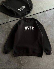 Resim Tua Moda Üç İplik Bisiklet Yaka Baskılı Sweatshirt - Siyah Siyah 
