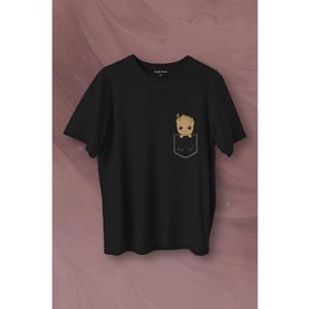 Resim Kendim Seçtim Bebek Groot Marvel Galaksinin Koruyucuları Cep Baskılı Tişört T-Shirt 