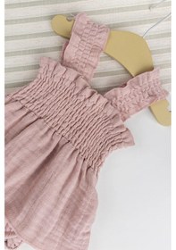 Resim Babymod Müslin %100 Pamuk Kız Bebek Askılı Yazlık Elbise gül kurusu 