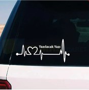 Resim Kişiye Özel Kalp Nabız Atışı Ritim Cam Oto Sticker Etiket 1 Çift 