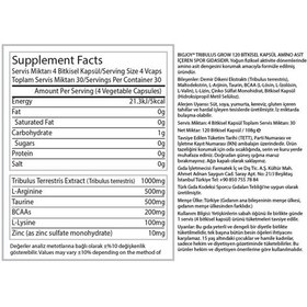 Resim Tribulus Grow T.booster Terrestris Arginine Taurine Zinc Amino Asit 120 Kapsül Aromasız 