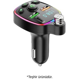 Resim HİQONİC FM Araç Transmitter Bluetooth Card Şarj Radyo Mikrofon Araç İçi Çakmaklık Şarj ve Ses Cihaz-TEŞHİR 