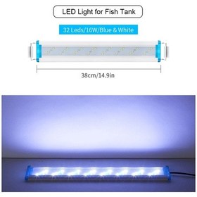 Resim Qingmipy "38cm Akvaryum Led Aydınlatma - Bitkili Tanka Uygun Genişletilebilir Beyaz & Mavi Işık" Diğer 