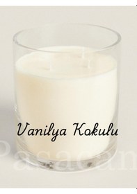 Resim El İşçiliği Cam Vazo İçerisinde El İşçiliği Mum Vanilya Kokulu 19cm X 20cm Dev Boy Beyaz 