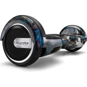 Resim Citymate Elektrikli Kaykay Hoverboard Bluetooth Hoparlörlü 6.5 Inch Akıllı Dengeli - Siyah Kurukafa Grafiti Desenli 