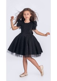 Resim Mnk Baby & Kids Simli Şanzelize Kız Çocuk Abiye Elbise M00669 Siyah 