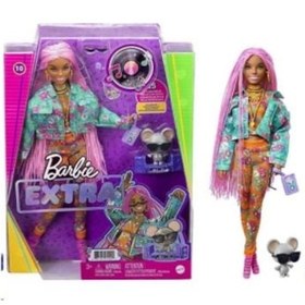 Resim Mattel Barbie Extra-Pembe Örgü Saçlı Bebek Gxf09 