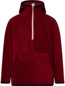 Resim ASL Kids Colors Çocuk Polar Yarım Fermuarlı Kapşonlu Kanguru Cep Sweatshirt Unisex Bordo 