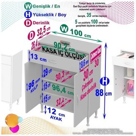 Resim Eliusta Taha 100 Cm 3 Bölmeli Beyaz Çok Amaçlı Dolap 2 Raflı Banyo Mutfak Dolabı 100x88x32,5 Cm Düzenleyici Beyaz 