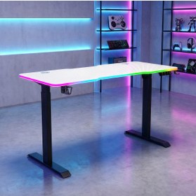 Resim Karr Gaming G-Flex Elektrikli Yükseklik Ayarlı RGB Aydınlatmalı Oyuncu Masası - 160x80 - Beyaz 