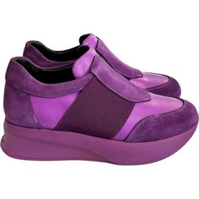Resim Mor Hakiki Deri Comfort Taban Sneaker Mor 