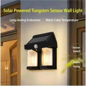 Resim 618-2 Rustik Ampul Ikili Solar Duvar Aplik Güneş Enerjili Hareket Sensörlü 