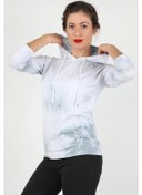 Resim Kadın Kapüşonlu Batik Sweatshirt Beyaz 