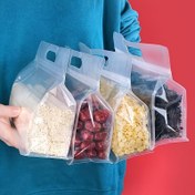 Resim 10 Adet Yeniden Kullanılabilir Fermuarlı Gıda Saklama Torbaları - Şeffaf, Kalınlaştırılmış Plastik, Atıştırmalıklar, Mantarlar, Erişte ve Daha Fazlası İçin Kendinden Yapışkanlı Torbalar - Mutfak Düzenleme Temelleri 