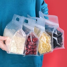 Resim 10 Adet Yeniden Kullanılabilir Fermuarlı Gıda Saklama Torbaları - Şeffaf, Kalınlaştırılmış Plastik, Atıştırmalıklar, Mantarlar, Erişte ve Daha Fazlası İçin Kendinden Yapışkanlı Torbalar - Mutfak Düzenleme Temelleri 