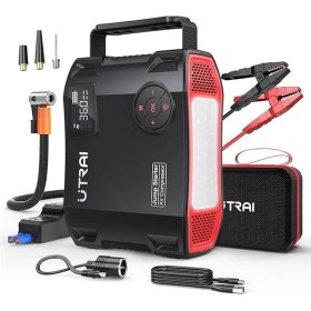 Resim Jstar 5 24000MAH 2000A Jump Starter + Lastik Şişirme Pompası Taşınabilir Akü Takviye Cihazı (Çanta + LCD Ekran + Powerbank + LED Lamba) 