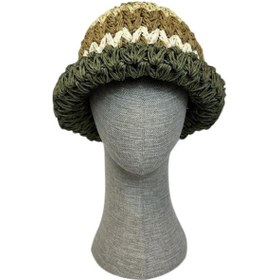 Resim Uretti - Necla 4345 2785 El Örgüsü Renkli Kağıt İp Plaj Şapkası - M / Xl Çok Renkli 