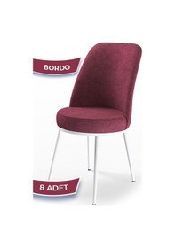 Resim Canisa Concept Dexa Serisi, Üst Kalite Yemek Odası Sandalyesi, Metal Beyaz Iskeletli, 8 Adet Bordo Bordo, Metal 