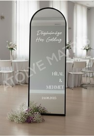 Resim Matris Düğün Nişan Söz Kına Ayna Yazısı Kişiselleştirilebilir Organizasyon Beyaz 